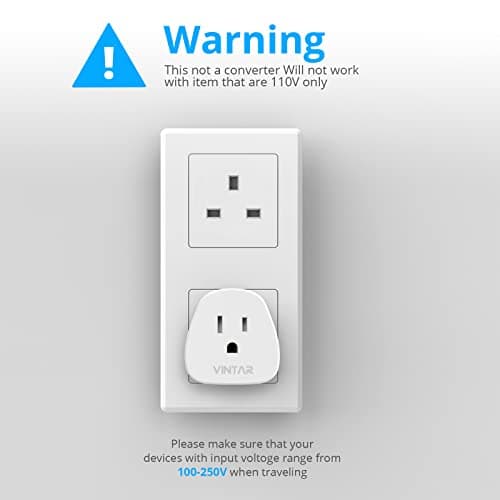 VINTAR 2 Pack US to UK Plug Adapter With 10A Fuse(Type A, B) — view 5