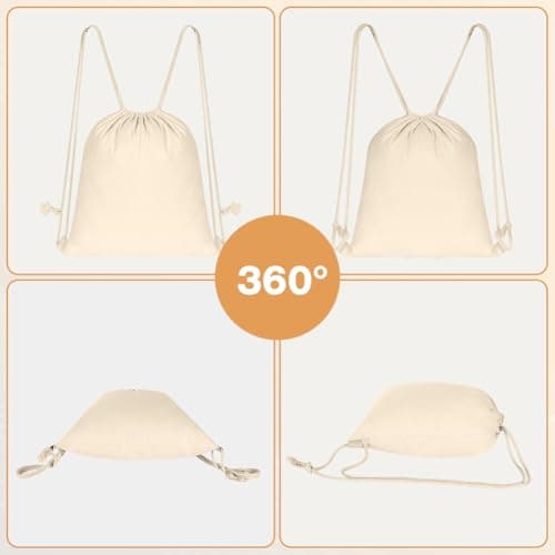 HAGOT 2 Pack Drawstring Gym Bags Cotton, Draw String Backpack, Cotton Shopping Bags, Suitable for Sports, Gym, School, Travel — view 5