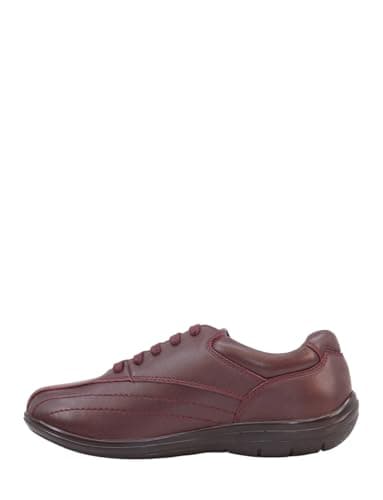 Amber Ladies Extra Wide EEE Fit Leather Lace Up Walking Shoes Burgundy — view 3