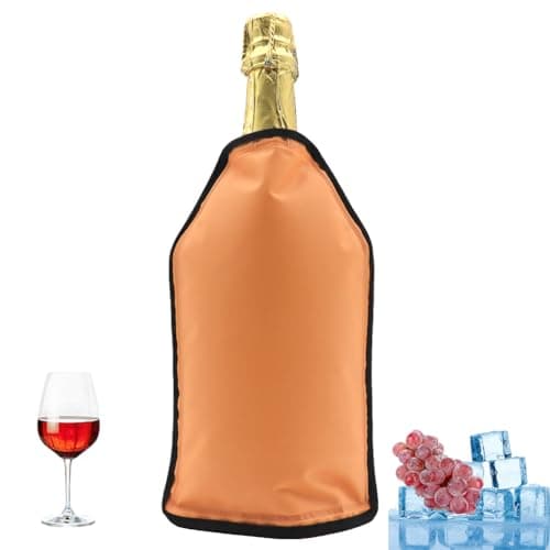 Wine Cooler Sleeve – Rapid Ice Wine Chiller for 750ml Bottles & Champagne – Portable Cooling Gel Jacket with Elastic Sides for Picnics, Dinner Parties & BBQ – Leaks Proof & Durable – Orange