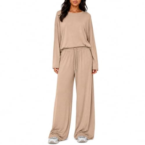 Womens Travel Outfits Plus Size Two Piece with Wide Leg Trousers — view 3