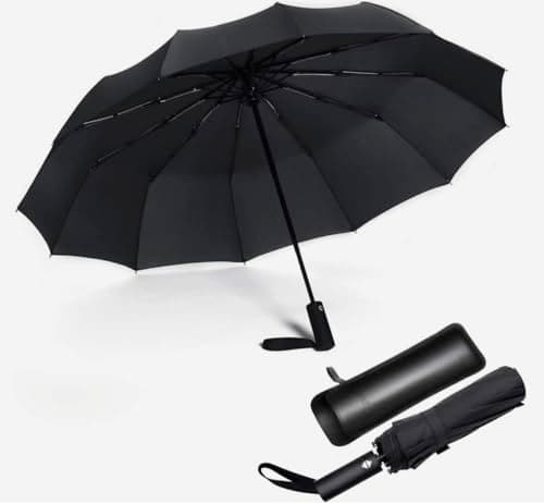 Bodygenix 2 Pack Small Travel Umbrella, Automatic Open/Close – Strong Windproof Folding Umbrellas, Compact 29 cm, Black – Lightweight Unisex with Sleeves — view 3