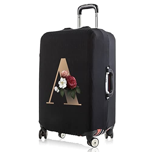 Initial Letter Printed Design Travel Trolley Case Cover Protector Washable Suitcase Cover Luggage Storage Covers for 18-28 Inch Luggage Cover (L (26-28 inch Luggage), gold A) — view 6