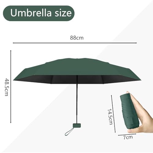Sykerout Compact Travel Umbrella - Lightweight, Windproof, UV Protection, with Capsule Case, Perfect for Women's Handbags (Dark green) — view 2