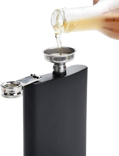 12 Pack 8 oz Hip Flasks with Funnels, Black Stainless Steel Pocket Flasks — view 4