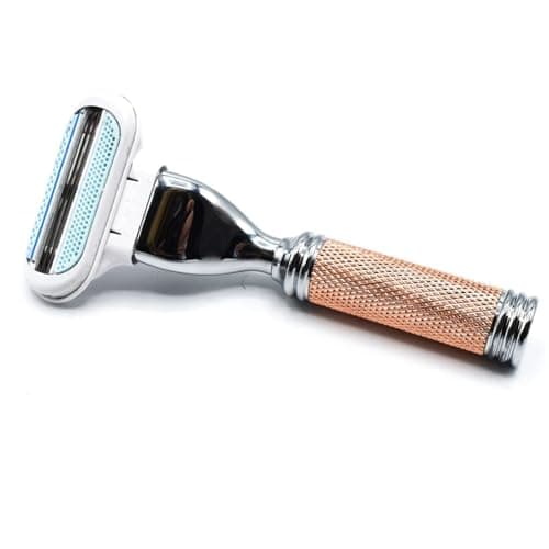 Parker Women’s Travel Razor – Compatible with Gillette® Venus® Cartridges – Compact 3‑Blade Razor with Rose‑Gold Chrome Brass Handle & Buffalo Leather Travel Case — view 4