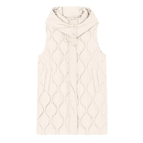Cocila Lightweight Gilets Womens Sleeveless Down Vest Packable Coat (Beige, M) Heated Gilet Cream Jacket Plus Size Windcheater Women Navy Blue Waistcoat Ladies Leather Bomber Thermal For Winter — view 3