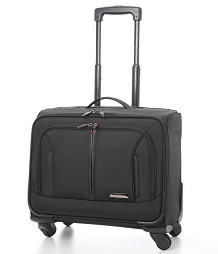 Aerolite Rolling Padded Laptop Case Bag 4 Wheels - Fits up to 15.6", Overnight Trolley Business Hand Cabin Luggage Case easyJet Plus/Flexi/Up Front/Extra Legroom, British Airways & Jet2 Approved Black