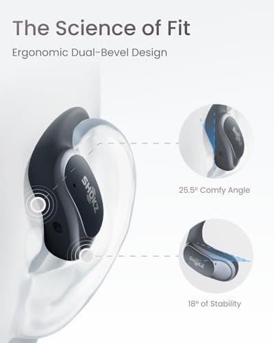 SHOKZ OpenFit Air Open-Ear Headphones, True Wireless Bluetooth Earphones with Mic, Fast Charging, 28h Playtime, IP54 Waterproof for Workout - Black — view 4