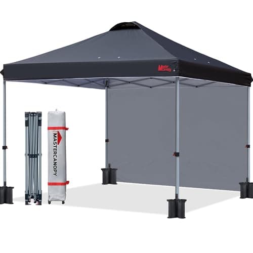 MASTERCANOPY Pop-up Gazebo Tent with 1 Sidewall (3x3M,Black)
