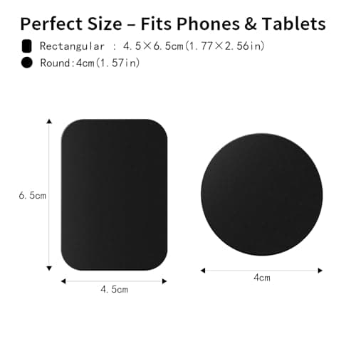 12 Pack Metal Mount Plate Kit – 6 Rectangular & 6 Round – Ultra Thin Steel Plate with Strong 3M Adhesive for Car Mount, Phone, Tablet, GPS​ — view 4
