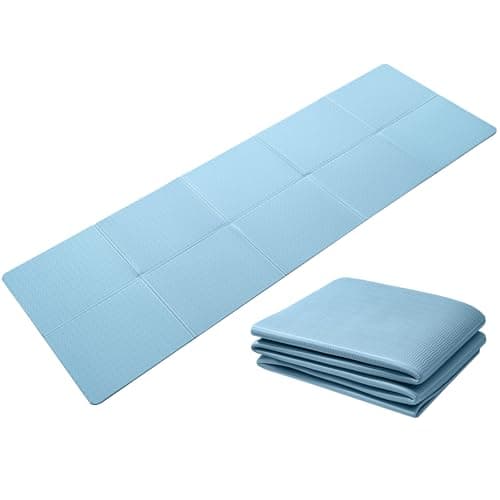 Good Nite Foldable Yoga Mat Non Slip Portable Fitness Mat Foldable Light Gym Mat Pilates Sport Travel Exercise Mat for Women Men 183 x 61 x 0.6 cm(Blue)