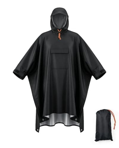 Poncho Waterproof Adult Plus Size New with Zipper Design Rain Poncho Waterproof Poncho Reusable Hooded For Hiking Camping Festivals Travel Lightweight Unisex Ponchos Festival Poncho Waterproof Black