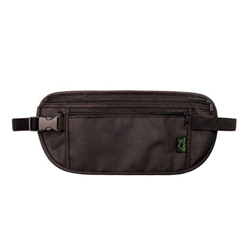 CampTeck U6680 RFID Faraday Signal Blocking Hidden Money Belt Travel Pouch Wallet for Cash, Passport, Debit & Credit Cards, Smartphone etc – Black