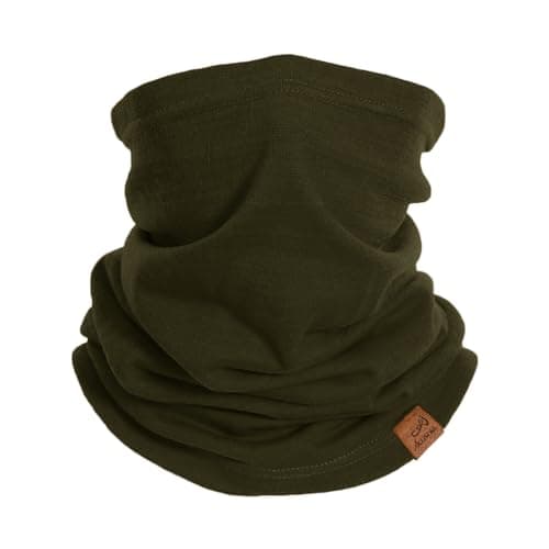 ACUSHLA 100% Merino Wool Neck Gaiter, Ski Mask Neck Warmer Unisex, Green