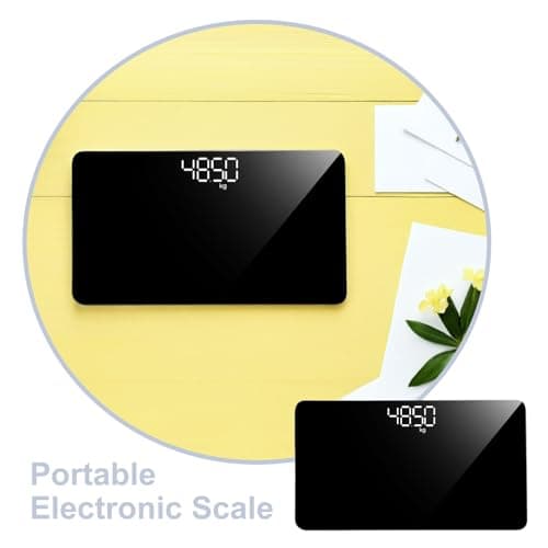 FRCOLOR Portable Rechargeable Digital Weight Scale Random Color, with Mirror Surface Tempered Glass, and Plastic, 4 High-precision Sensors Lightweight Travel Body — view 3