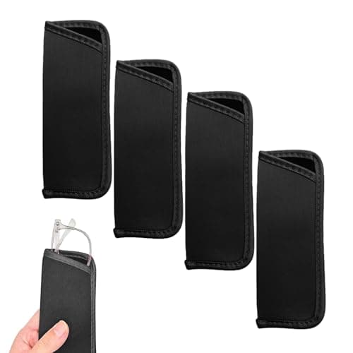 4 Pcs Slip in Eyeglasses Cases, Black Soft Glasses Cases, Slim Reading Glasses Pouch, Mature Sunglasses Case, Fabric Glass Pouch, for Reading, Travel, Storage, for Men & Women(Black)