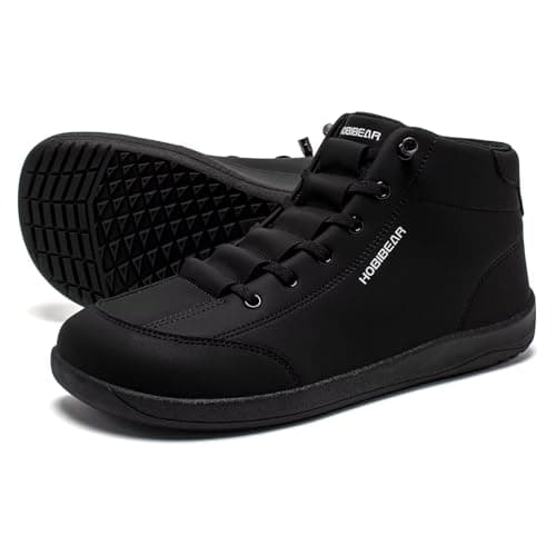 HOBIBEAR Barefoot Minimalist Shoes Womens Mens Zero Drop Wide Toe Box Waterproof Outdoor Hiking Walking Comfortable Trail Running Sneaker Black