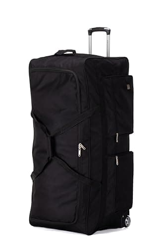 ATX Luggage 40" Jumbo Wheeled Duffle Bag Lightweight Rolling Wheels Suitcase Extra Durable Holdall for Sports Travel and Cargo | Black