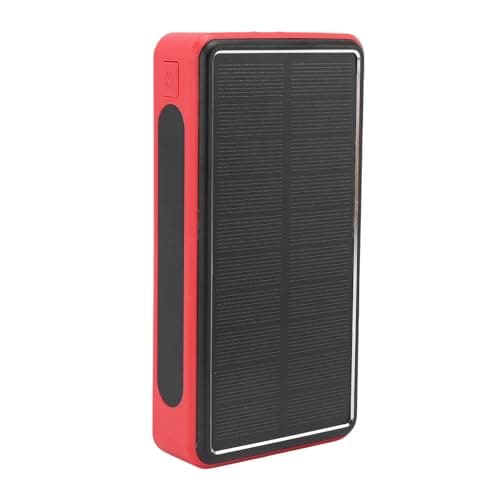 Eujgoov 50,000mAh Solar Power Bank, Aluminum Alloy Portable Battery Pack USB Charger with LED Camping Light, 4 Device Charging for Hiking Road Trips Outages Emergency Backup (Red)