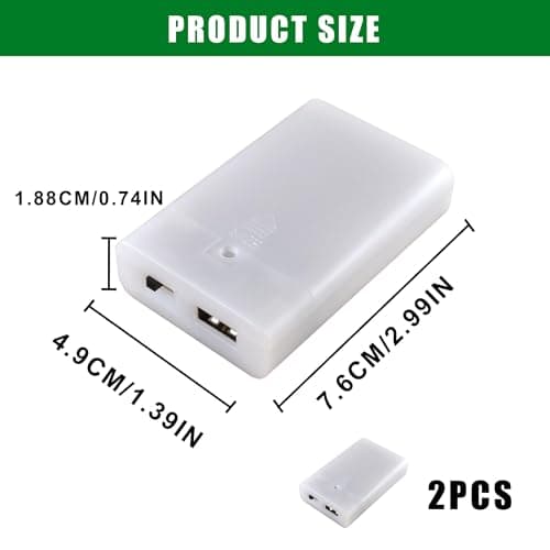 2Pcs Battery Case Box with USB Port Durable 3x1.5V AA Battery Power Bank Portable with On/Off Switch Battery Holder Case USB Battery Pack for LED Lights Fairy String Lights Christmas Decoration DIY — view 2