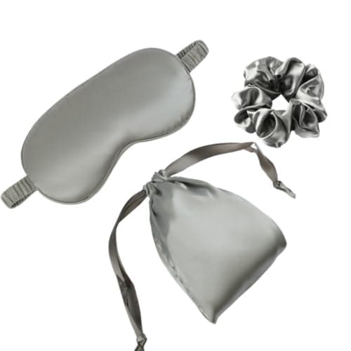 Imitation Satin Eye Mask Set for Sleeping & 3 in 1 Sleep Mask Blackout Kit(Silver) — view 4