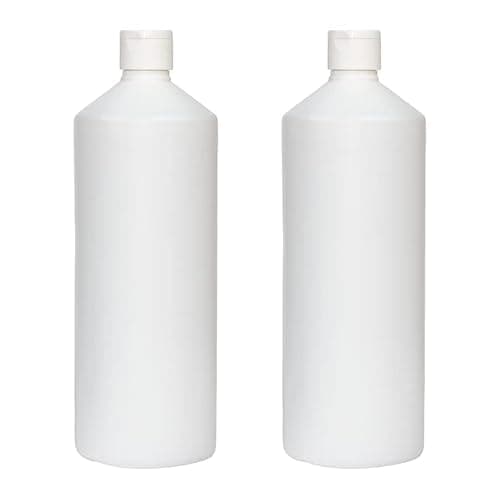 Palm Safe 2pcs 1 Litre HDPE Durable Plastic Bottles BPA Free Refillable Reusable with Non Leak Flip Caps for Liquids