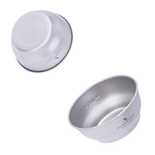 iBasingo Pure Titanium Camping Bowl, 400ml Single Wall Bowl with Inner Scale Ultralight Stackable Outdoor Cooking Tableware for Travel Backpacking Hiking Home Used Ti1105T — view 4