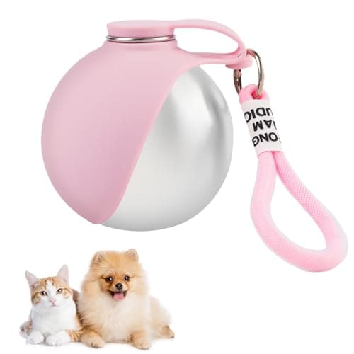Portable Dog Water Bottle - 2-in-1 Pet Water Bottle with Foldable Silicone Bowl, Stainless Steel Dog Travel Water Bottle, Leak Proof & Compact, Ideal for Outdoor Walking Hiking Travels, 285ml