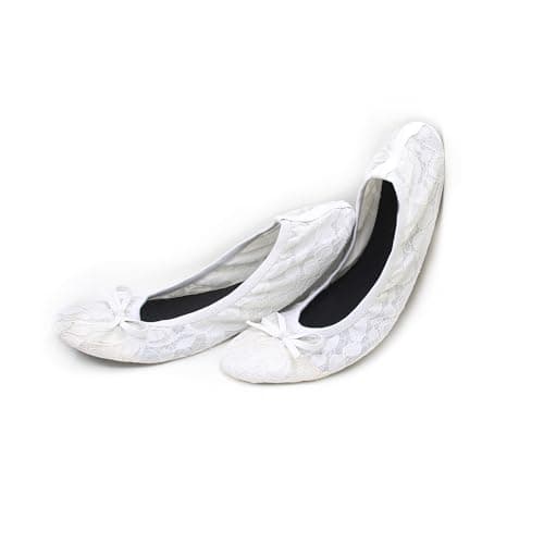 Women's Roll-Up Shoes for Weddings, Races and Special Occasions (White Lace) (White, UK Footwear Size System, Adult, Women, Numeric Range, Medium, 5, 6) — view 6