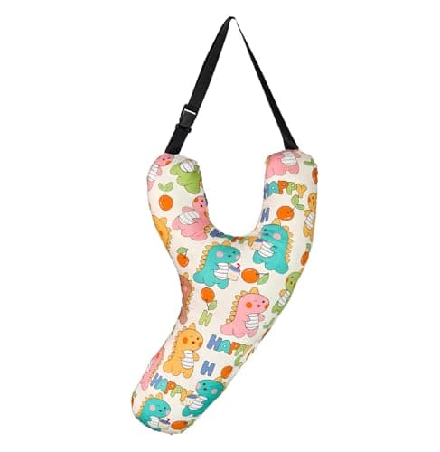 Kids Car Sleeping Head Support Adjustable Y-Shaped Car Travel Pillow Soft Relief Sleep Headrest Car Seat Belt Cushion Neck Pillow Children Neck Head Pad Protector Beige Dinosaur — view 2