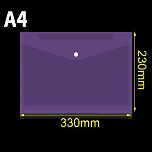 Plastic Wallets Folder - 12 Pack A4 Clear Document Folders Plastic Popper Wallet with Button Closure (Purple) — view 2