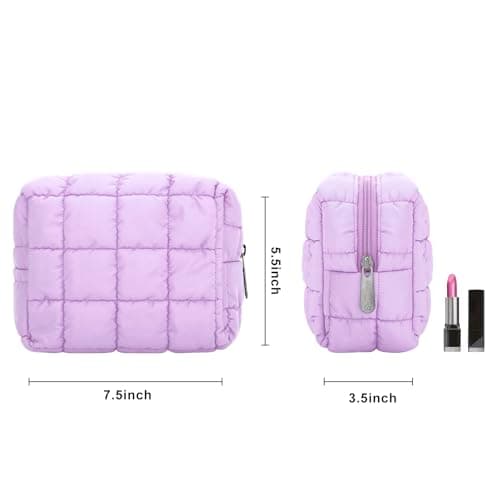 DOB SECHS Travel Toiletry Wash Bag for Women, Cotton Makeup Cosmetic Organizer Storage Bag for Girls, Purple 8 inch — view 2