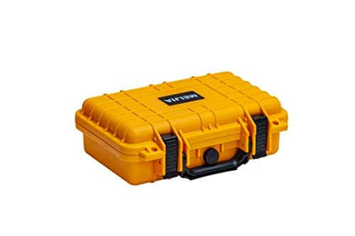 MEIJIA IP67 Waterproof Hard Protective Case,Compact Hard Camera Case,Small Hard Case with Customizable Foam, Fit Use of Drones,Camera,Lens (Yellow, 11.65x8.35x3.78inches)