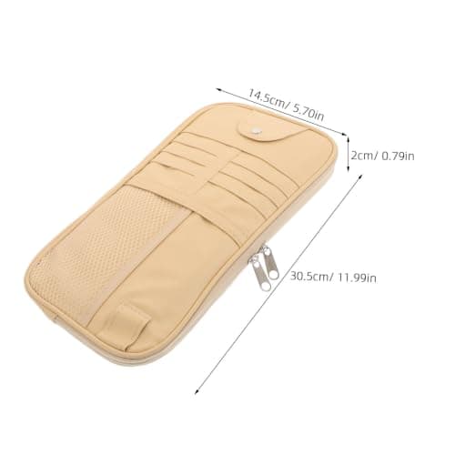 Toyvian Car Sun Visor Organizer Beige Sunglasses Holder PU Pouch — view 2