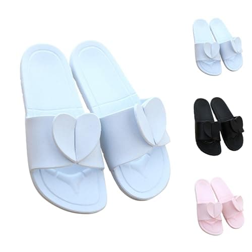 Nuoke sliders,summer slippers,Creative Portable For Summer Travel Business Trips Foldable Outerwear Swimming Hotel Non Home Girls' Heart with Hard Sole (Sky Blue, 6) — view 4