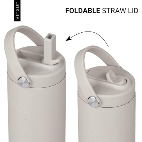 VINSUN Stainless Steel Water Bottle 750ml with Straw and Carrying Handle — view 3