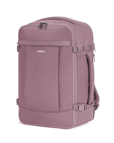 ECOHUB Ryanair Cabin Bags 40x20x25，20L Anti-theft Underseat Carry On Travel Backpack, Recycled Hand Luggage Bag with Laptop Compartment,Flight Rucksack bag for men women, Pink (Patent Pending)