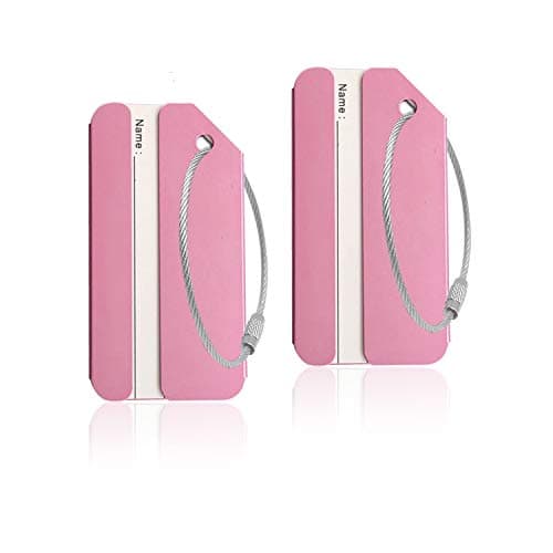 Aluminum Luggage Tag for Luggage Baggage Travel Identifier By Ovener (Pink 2 Pcs)