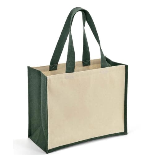 Printshirts Personalised Canvas Tote Bag – Custom Shopping Bag with Image, Logo or Text, Large Reusable Shoulder Bag, Natural Contrast Colour Handles, Personalised Gift Bag Green — view 4