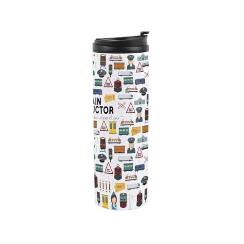Custom Train Conductor Travel Mug - Personalised Railway Workers Gift - Reusable Stainless Steel Vacuum-Sealed Double-Walled Travel Flask 500ml (16 fl oz) — view 4