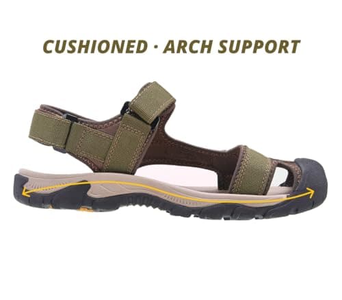 Camel Crown Men's Waterproof Hiking Sandals Closed Toe Water Shoes Athletic Sport Sandals for Summer Outdoor Beach Wading Boat, Green camouflage, 31.0 cm M — view 4