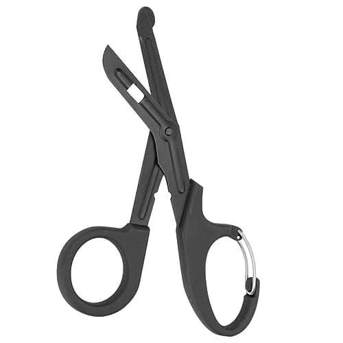 Stealth Black Coated First Aid Scissors, Stainless Steel Safety Scissors for Bandages, Gauze & Tape, Rounded Tip Emergency Scissors for First Aid Kit, Home, Travel & Workplace (Black & Orange, 15cm) — view 3