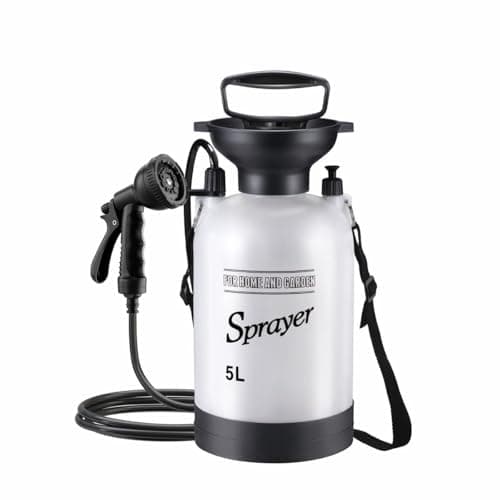 5L Pump Action Pressure Sprayer Portable Camping Shower, For Garden Travel Hiking Climbing Summer Bathing, Car Truck Outdoor Washing Dog Pet Cleaning (WHITE)