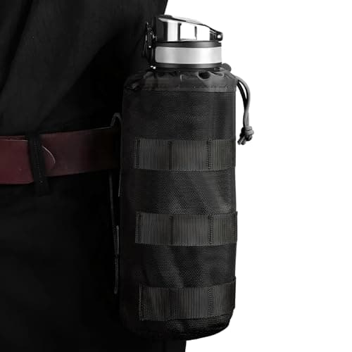 ZYFC Camping Water Bottle Holder Pouch, 1000D Nylon Military-Grade Tactical MOLLE System, Versatile Drawstring & Mesh Bottom Design for Hiking, Travel & Sports, Perfect for Outdoor Adventures (Black) — view 5
