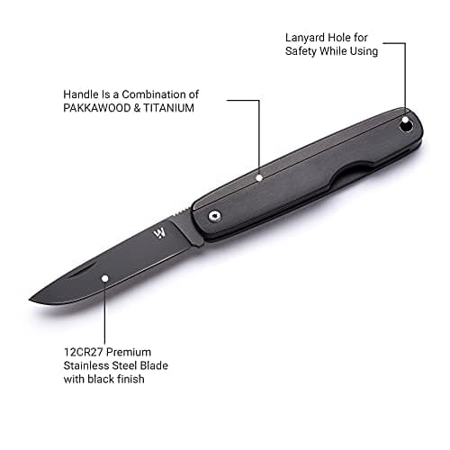 Whitby Pocket Knife, Stainless Steel Folding Knives Black Pakkawood Handle — view 6
