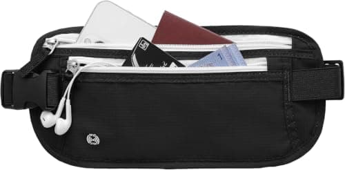 HEGCOIIE RFID Blocking Travel Money Belt, Hidden Passport Waist Pouch