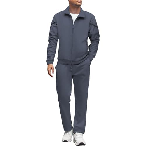 Tracksuit Mens Full Set Long Sleeve Jacket & Jogger Pants Comfortable, Warm & Stylish Loungewear Sets Workout Fitness Running Sweat-Suits Sportswear Set For Casual Wear, Gym, Travel