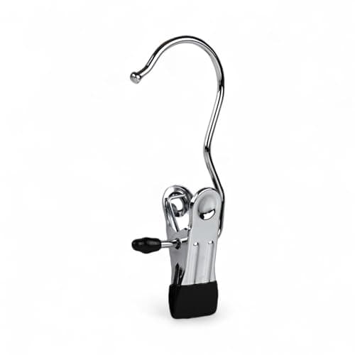 10x Single Metal Clip Hanger – Chrome Accessory Holder for Scarves, Boots, Socks, Gloves, Belts – Rubber-Dipped Grip – Compact, Anti-Rust Hook for Storage, Display, Travel, Retail Use — view 2