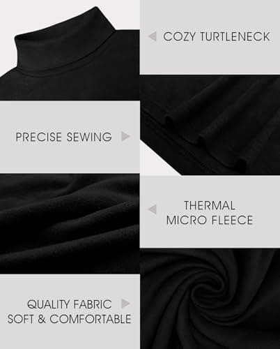 QIXING Men's Thermal Turtleneck Top, Long Sleeve Base Layer, Black, M — view 4